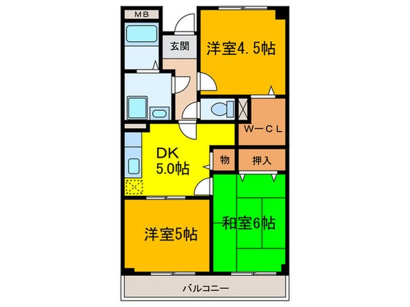 パ－クサイド高安の物件間取画像